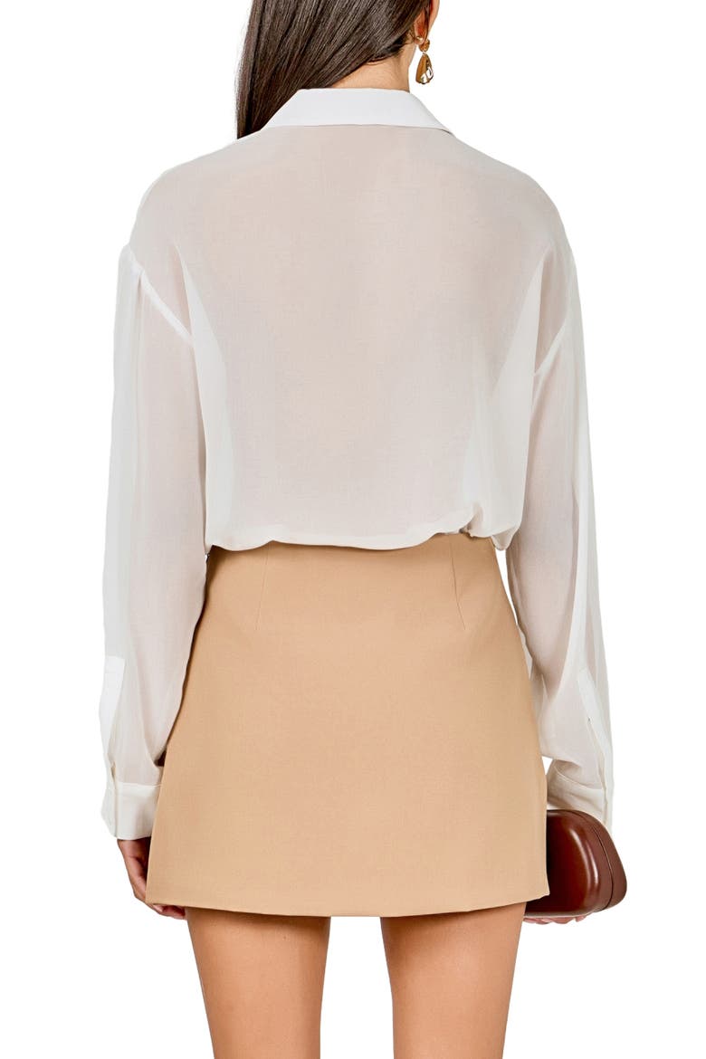 Floral Detail Sheer Shirt, Alternate, color, WHITE