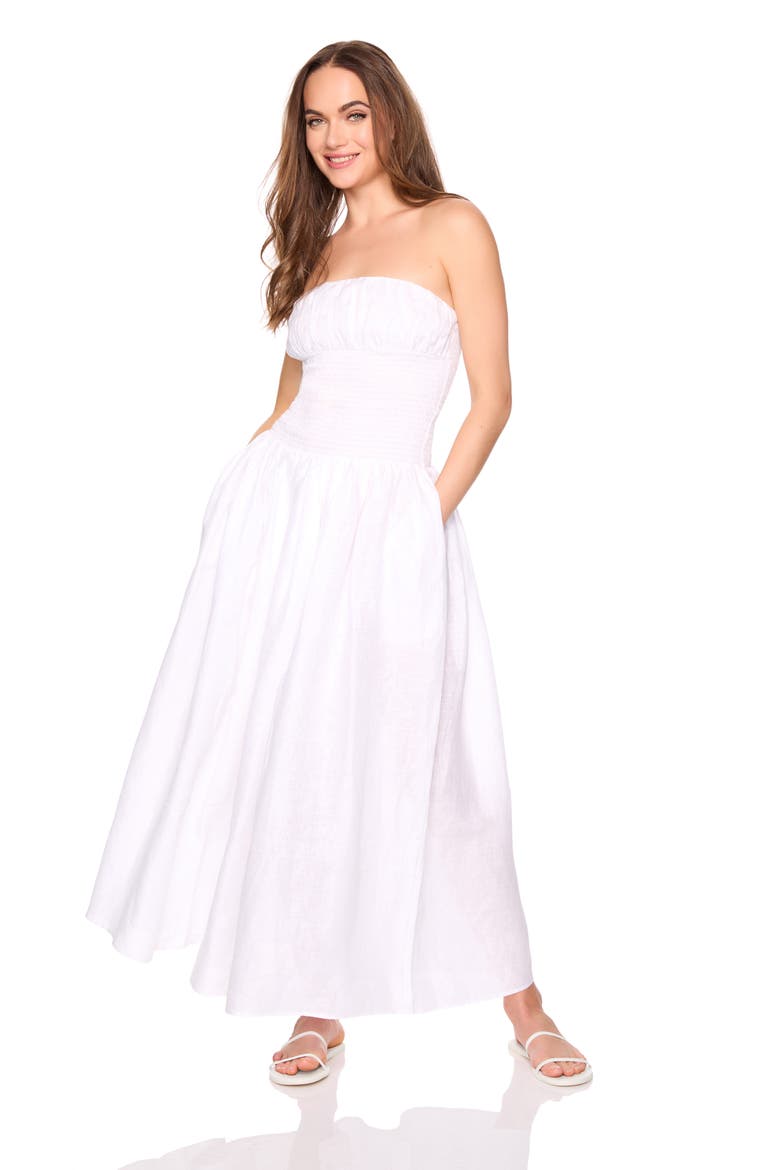 Smocked Waist Strapless Maxi Dress, Alternate, color, SUGAR