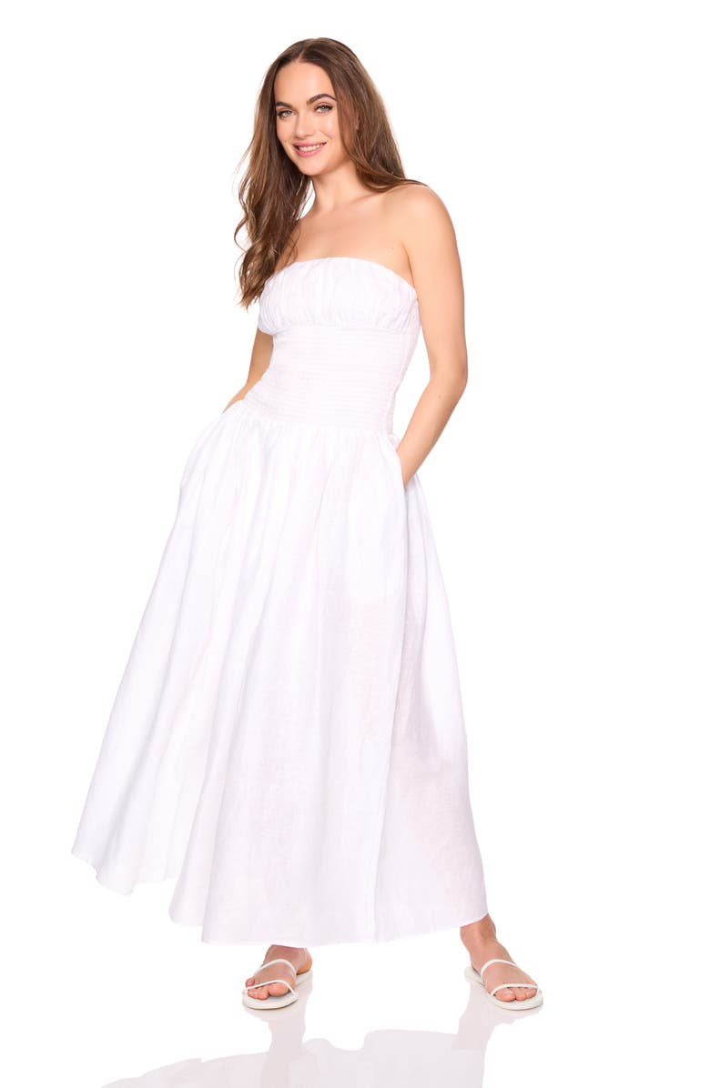 Susana Monaco Smocked Waist Strapless Maxi Dress, Alternate, color, 