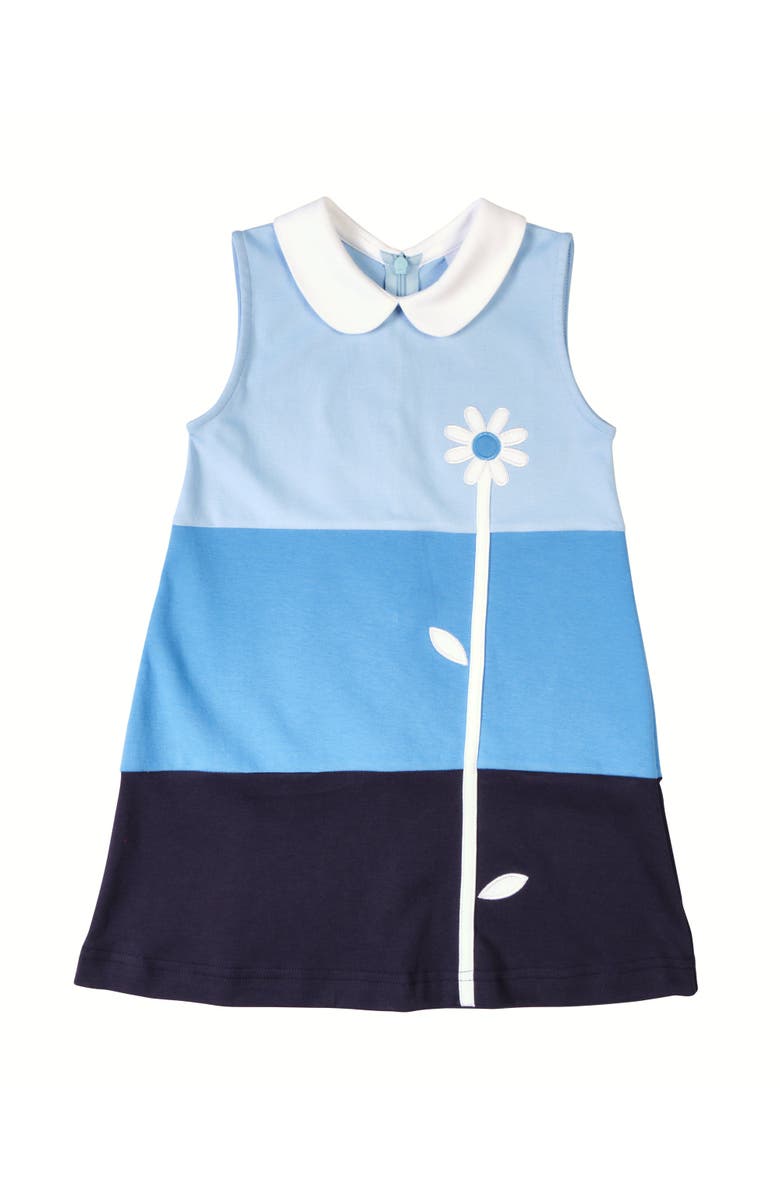 Florence Eiseman Colorblock Knit Dress With Flower, Main, color, Blue