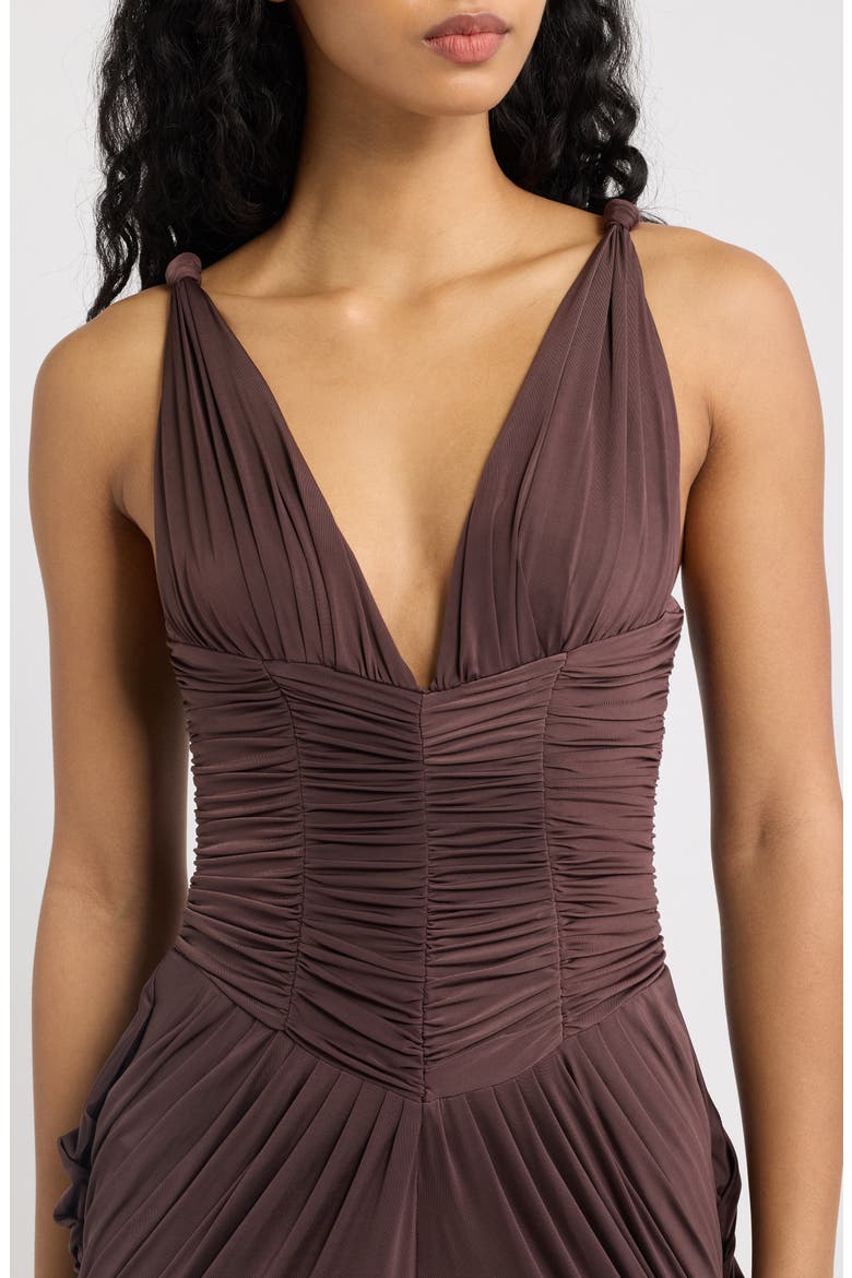 Tabitha Plunge Neck Liquid Soft Jersey Gown, Alternate, color, BLACK CHERRY
