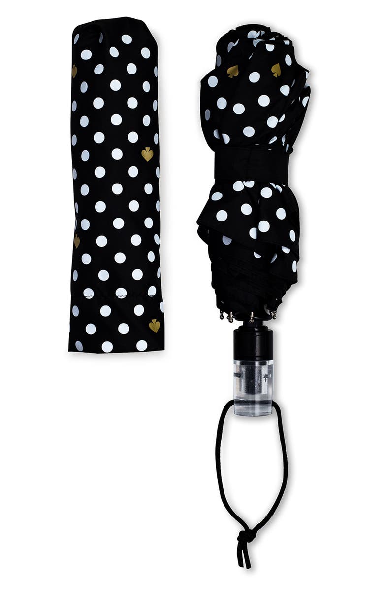 Kate Spade New York polka dot travel umbrella, Alternate, color, 