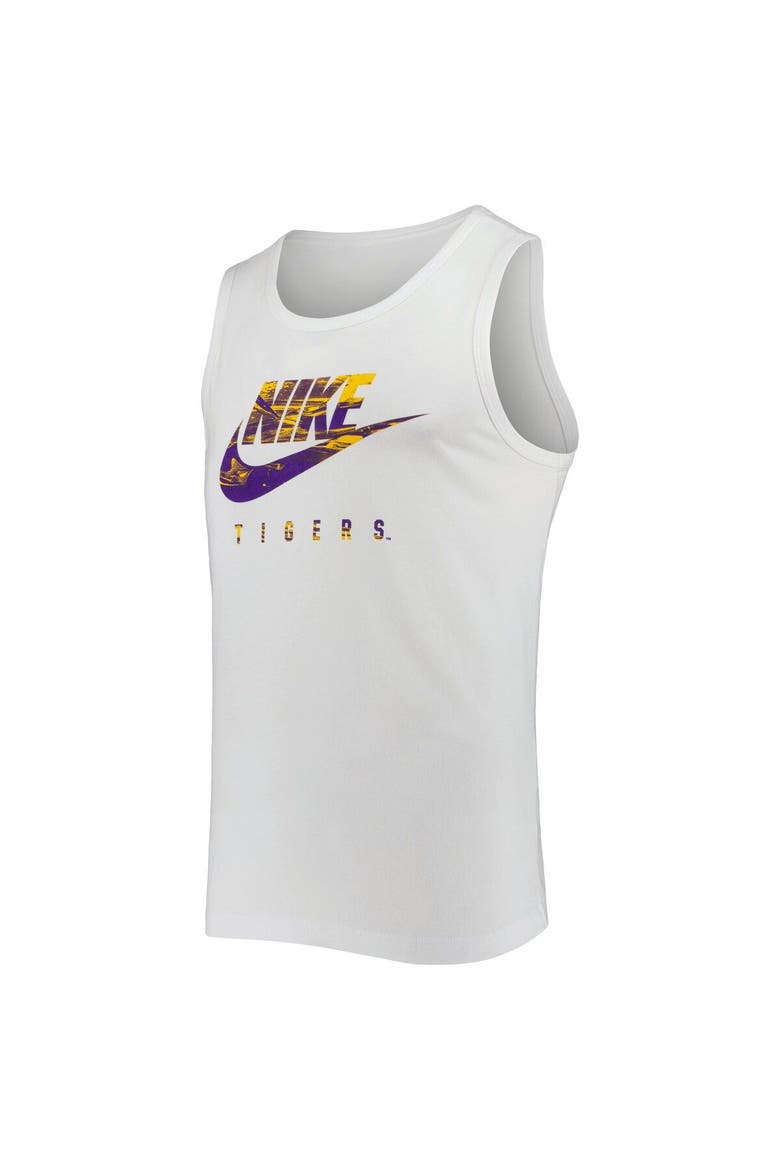 Men's Nike White LSU Tigers Spring Break Futura Performance Tank Top, Alternate, color, White
