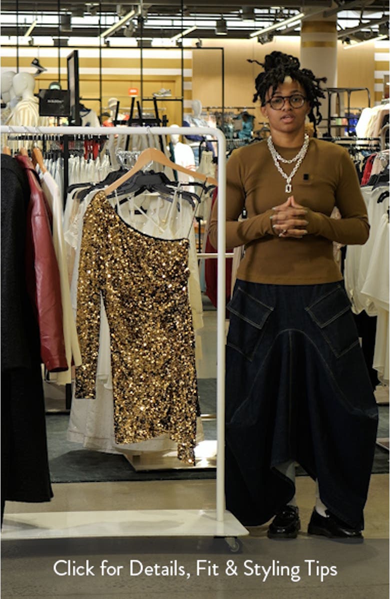 Arlyn Sequin One-Shoulder Single Long Sleeve Stretch Minidress, sales video thumbnail