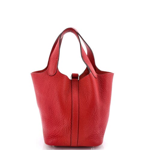 Pre-owned Hermes Hermes Picotin Lock Bag Clemence Pm In Red