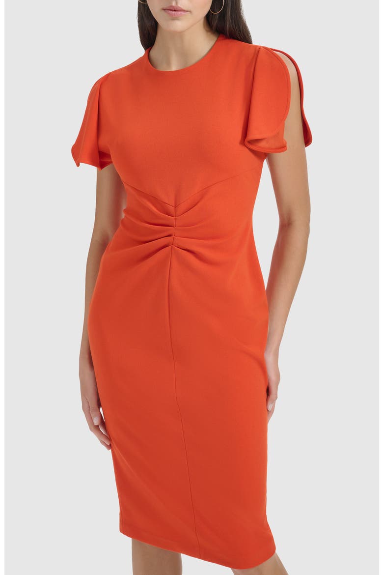 Ruched Front Sheath Dress, Alternate, color, CLAY