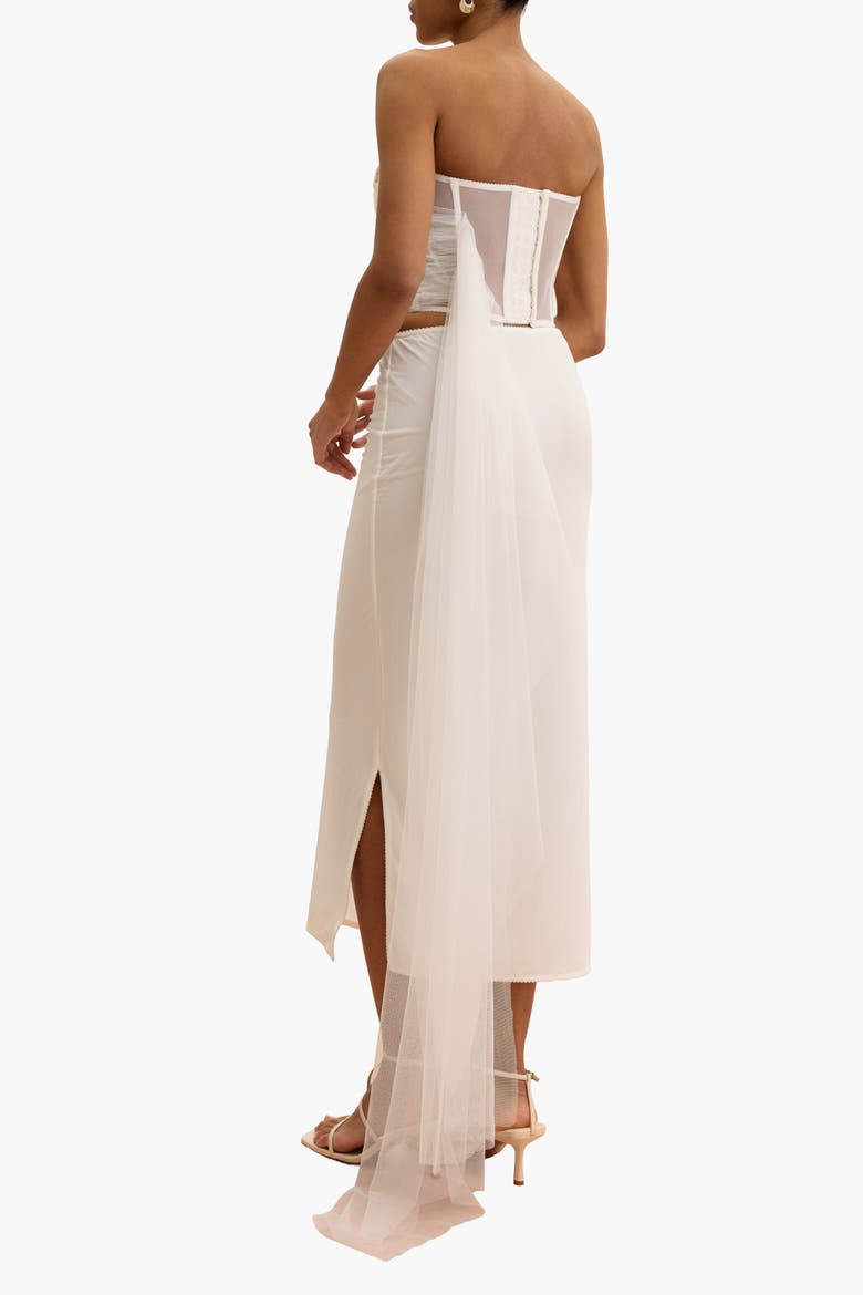 High-Waisted Column Skirt With Side Slit, Alternate, color, White