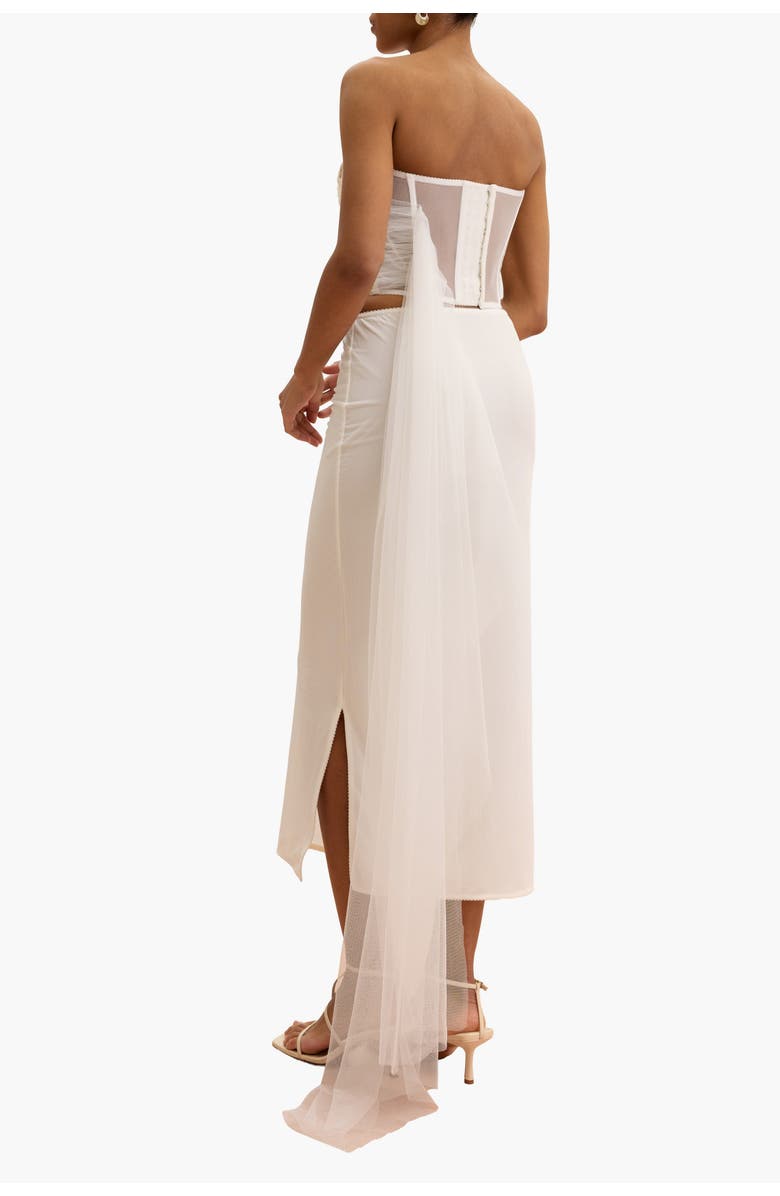 Malva Florea High-Waisted Column Skirt With Side Slit, Alternate, color, White