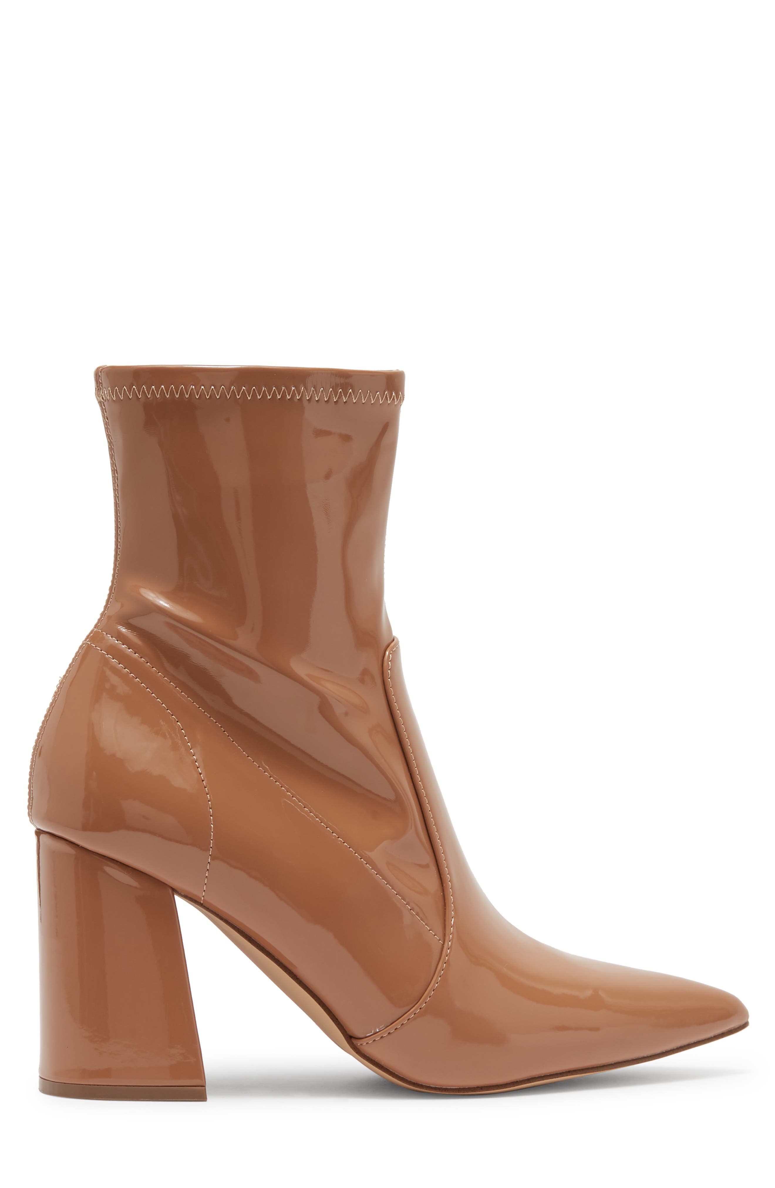 Hayes Block Heel Bootie, Alternate, color, CAMEL PATENT