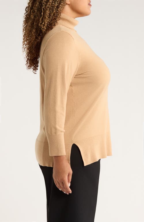 Jones New York Turtleneck Seam Front Bouclé Sweater In Nude