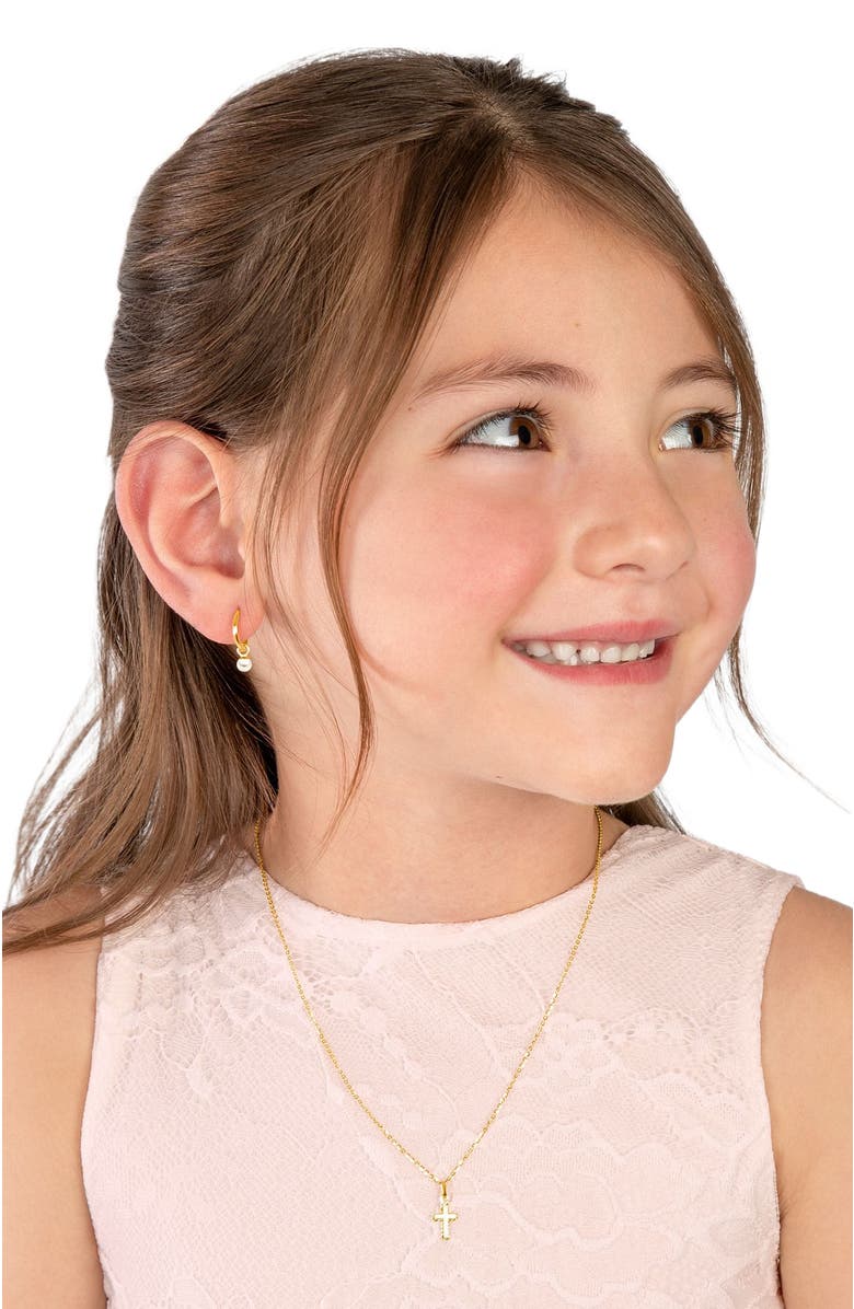 Tiny Blessings 14K Gold Beautifully Beveled Cross 12-14" Necklace, Alternate, color, 14K Yellow Gold