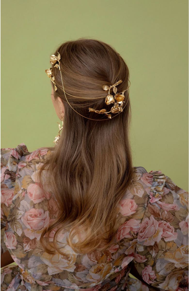 Epona Valley Rose & Vine Hair Clip, Alternate, color, Gold