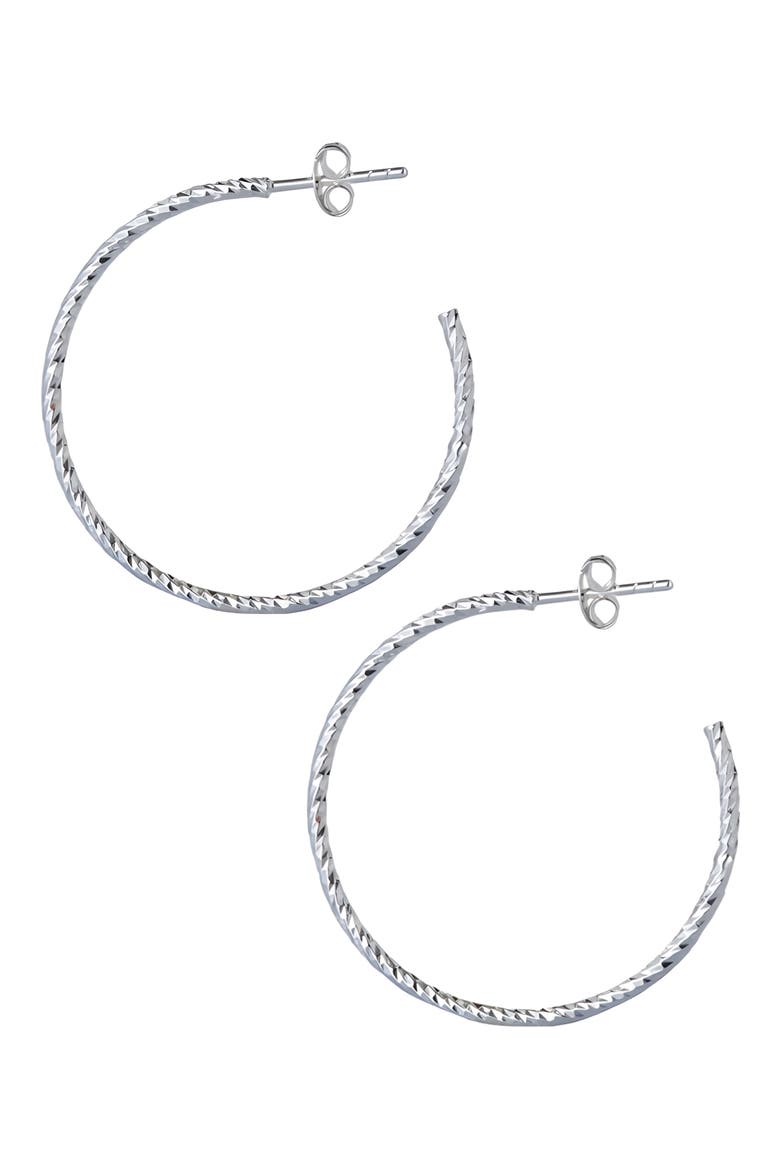 Diamond Cut Hoop Earrings, Main, color, SILVER
