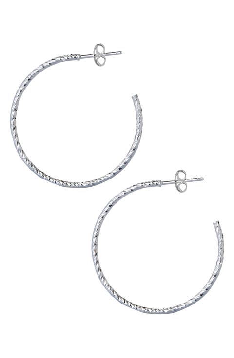 Diamond Cut Hoop Earrings