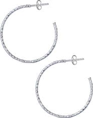 Argento Vivo Sterling Silver Diamond Cut Hoop Earrings