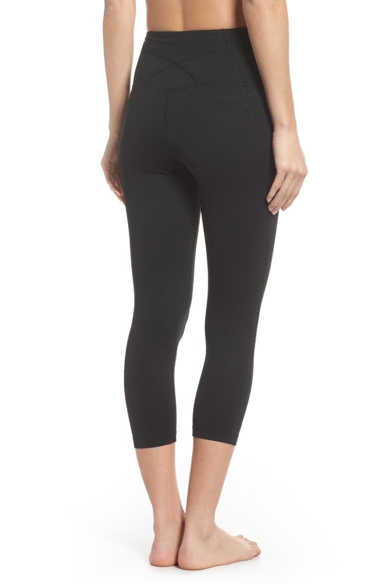 Live In High Waist Crop Leggings, Alternate, color, BLACK