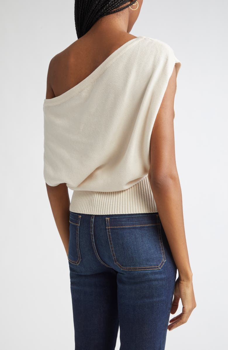 Ramy Brook Chet One-Shoulder Wool Sweater, Alternate, color, Bone