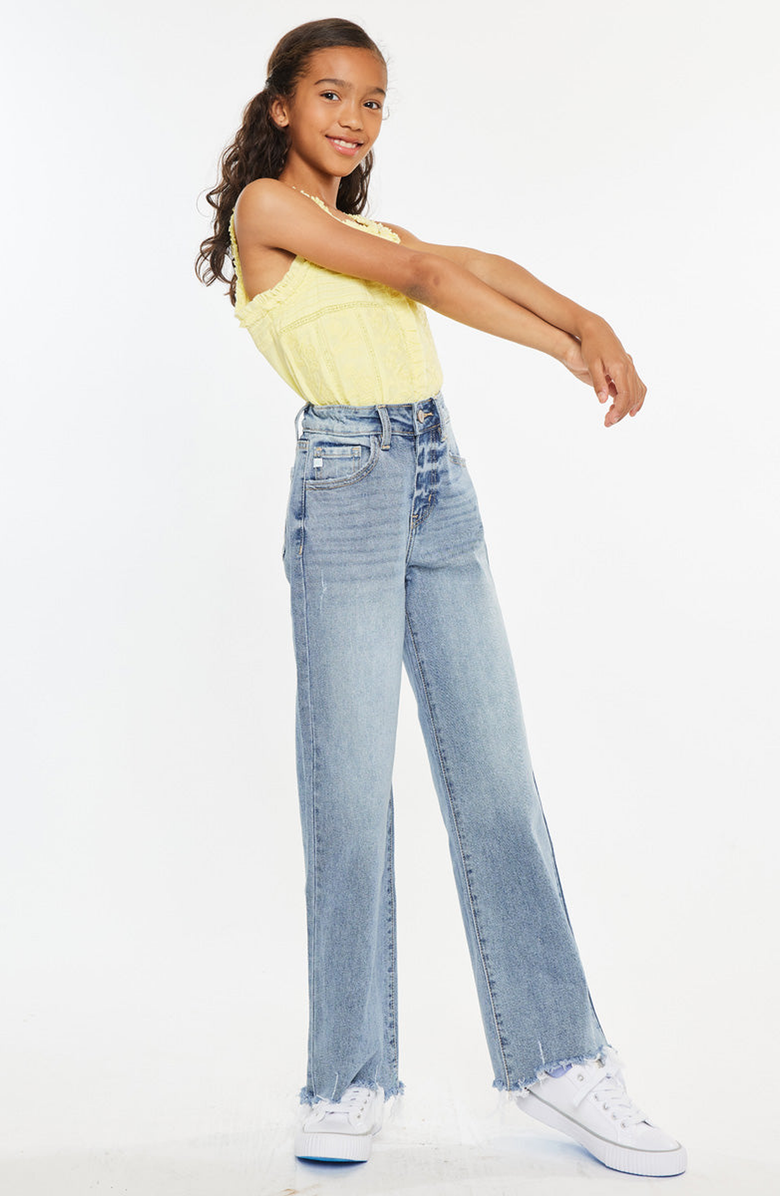 KanCan Bee High Rise Slim Wide Leg Jeans, Alternate, color, Light Wash