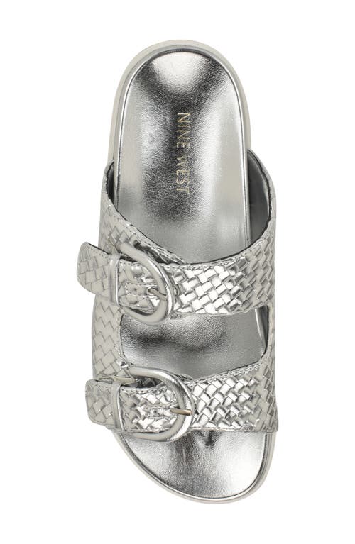 Nine West Tindy Two-strap Lug Sole Sandal In Silver