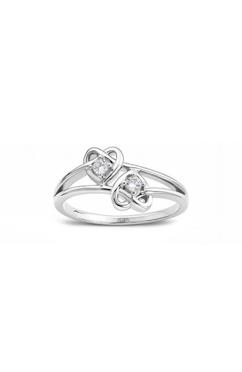 Cubic Zirconia Double Heart Ring