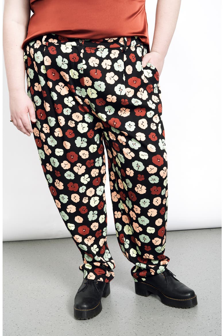 Elastic Back Print Pants (Nordstrom Exclusive), Alternate, color, BLACK MULTI POPPY GEO