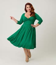 Unique Vintage Plus Size 1950s Front Twist Swing Dress