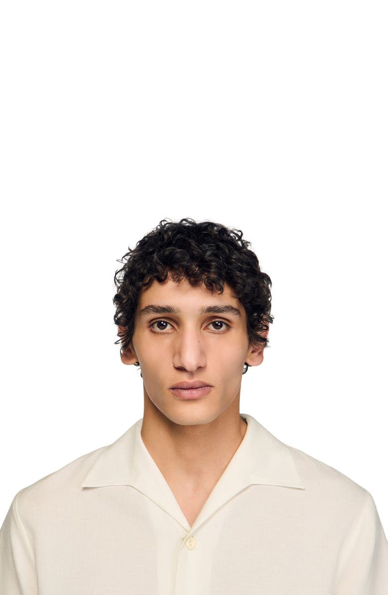 SANDRO Cotton and linen shirt, Alternate, color, Ivory.