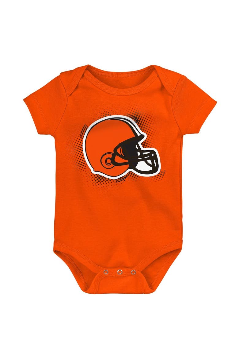 Infant Brown/Orange/Heathered Gray Cleveland Browns 3-Pack Game On Bodysuit Set, Alternate, color, Brown