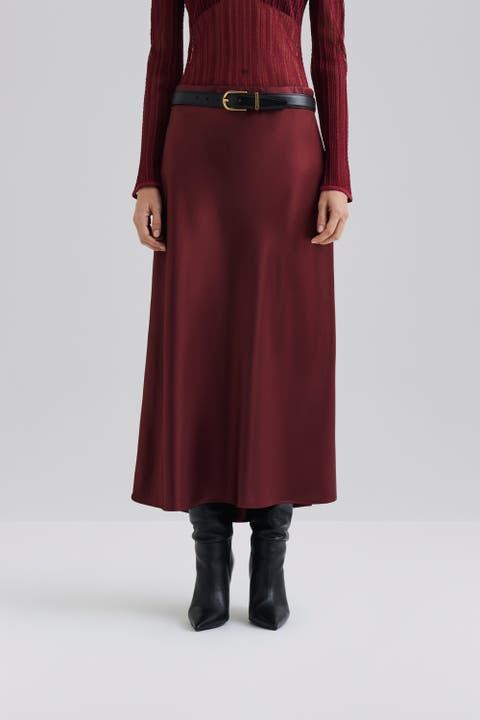 Aubree Satin Midi Skirt