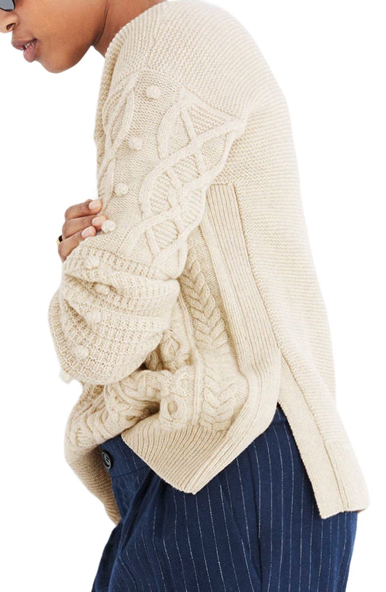 Madewell Open Side Bobble Pullover Sweater, Alternate, color,