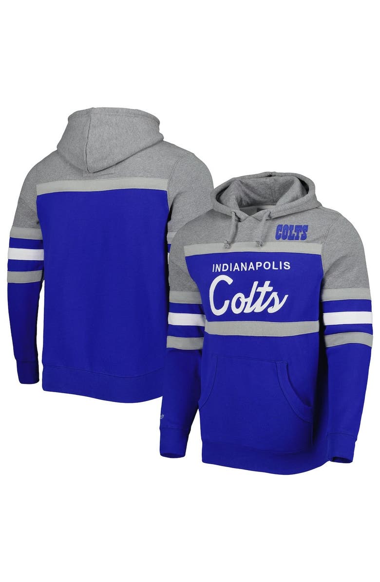 Mitchell & Ness Men's Mitchell & Ness Royal/Heathered Gray Indianapolis Colts Head Coach Pullover Hoodie, Main, color, Royal