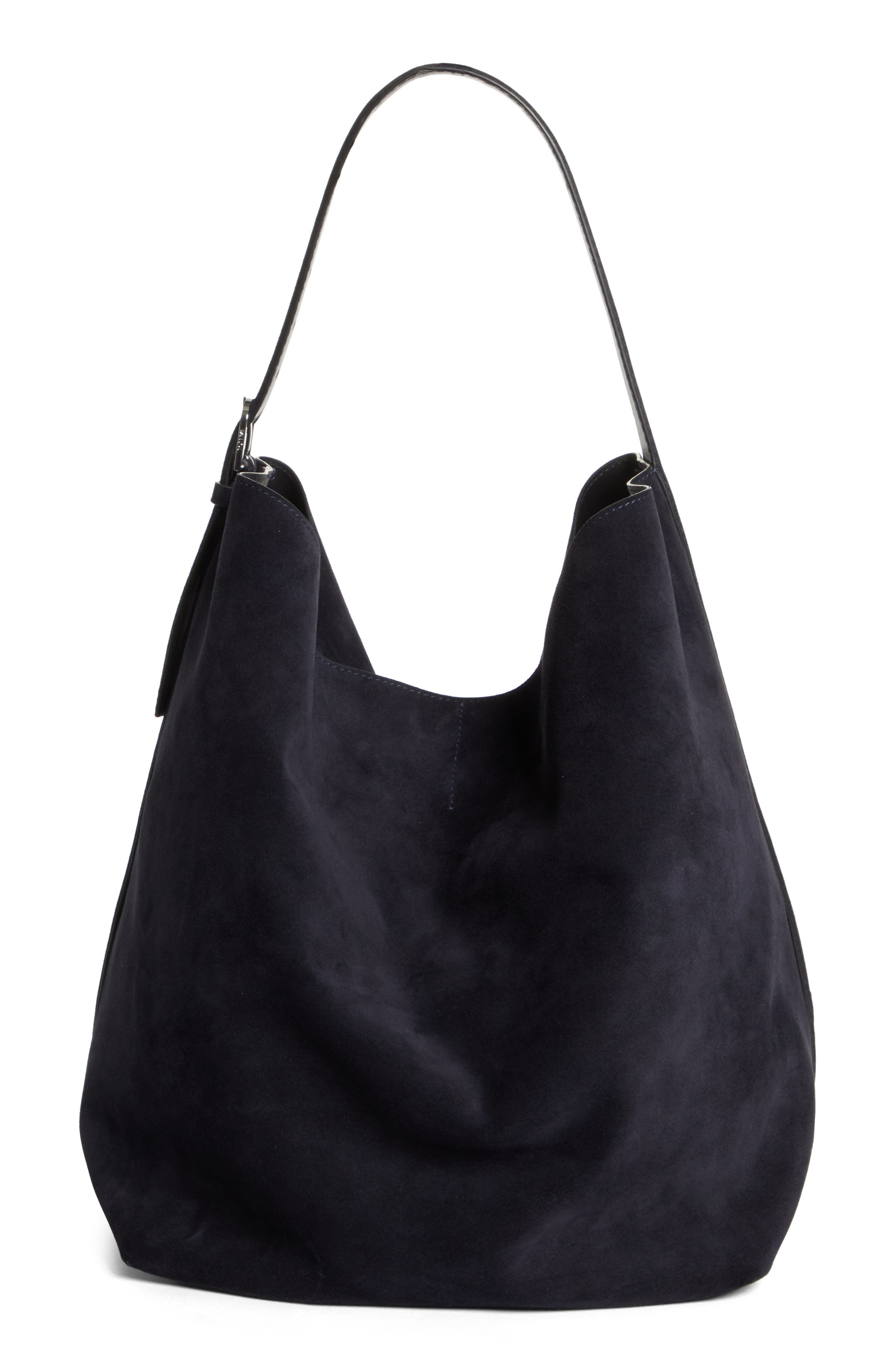 Suede Hobo Bag (Nordstrom Exclusive), Main, color, NAVY
