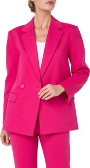 English Factory Double Breasted Cotton Blend Blazer