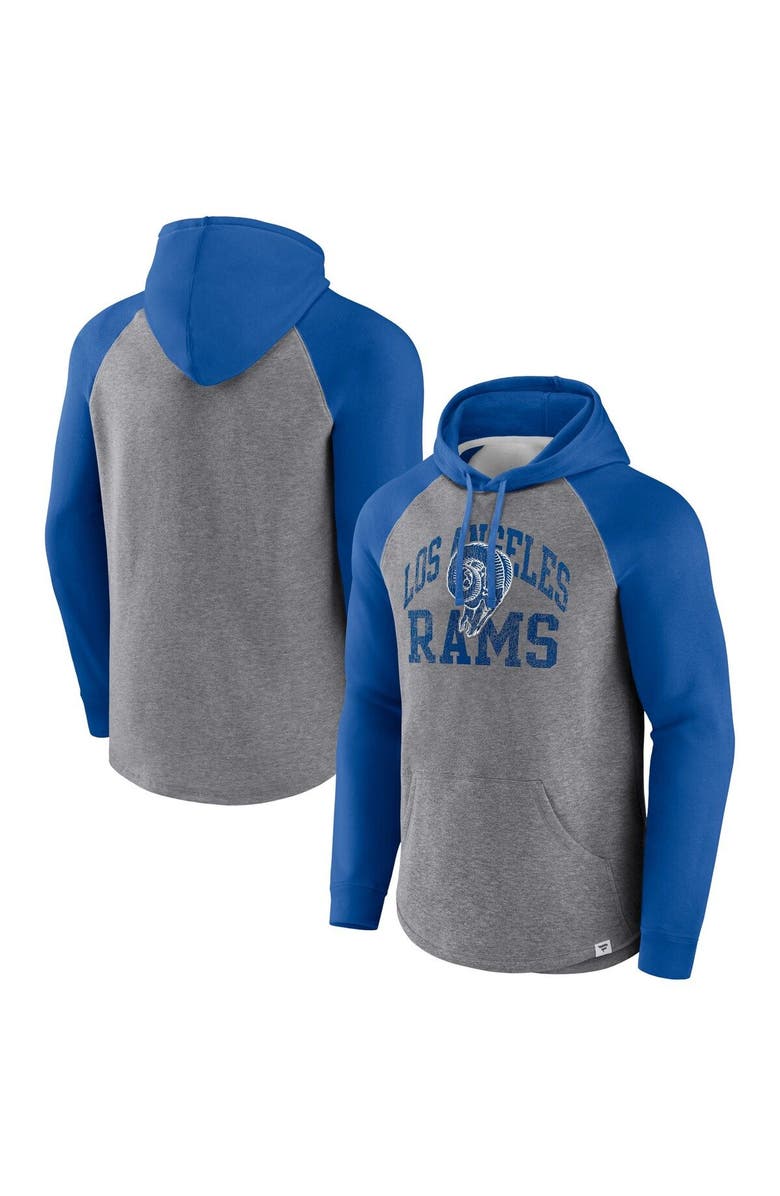 FANATICS Men's Fanatics Branded Heather Gray Los Angeles Rams Favorite Arch Raglan Pullover Hoodie, Main, color, 