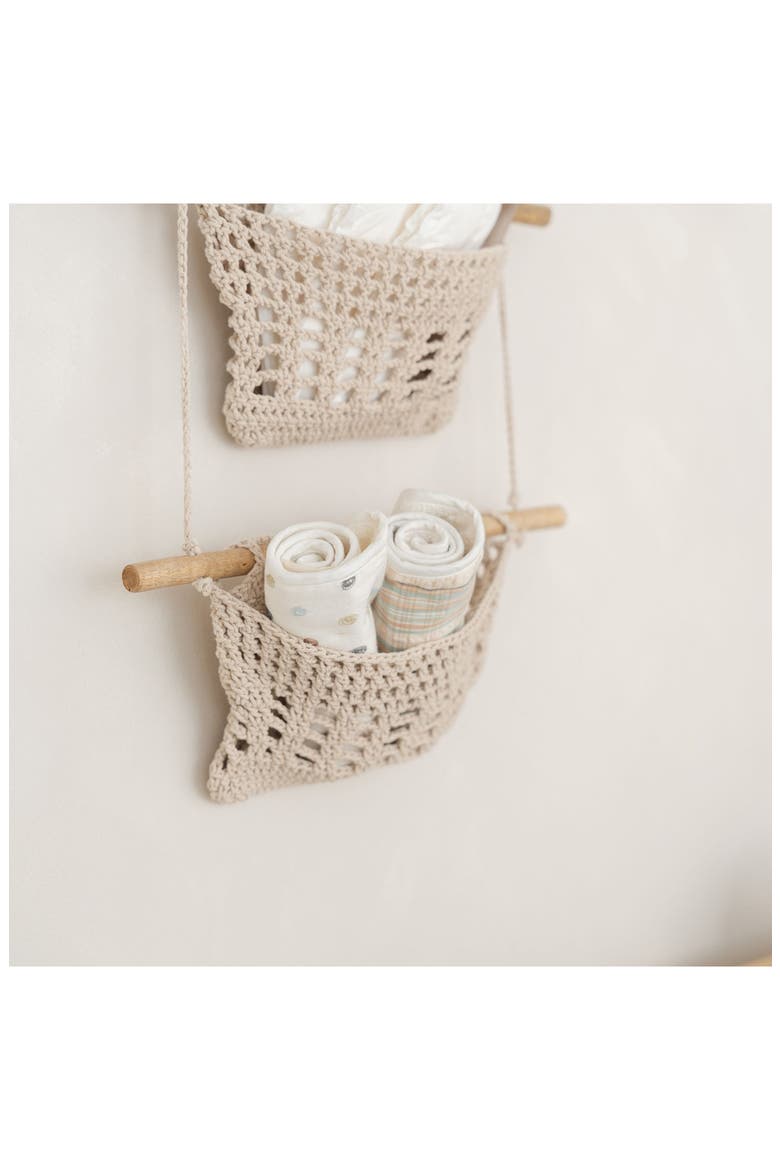 3-Tier Crochet Hanging Baskets, Alternate, color, BEIGE