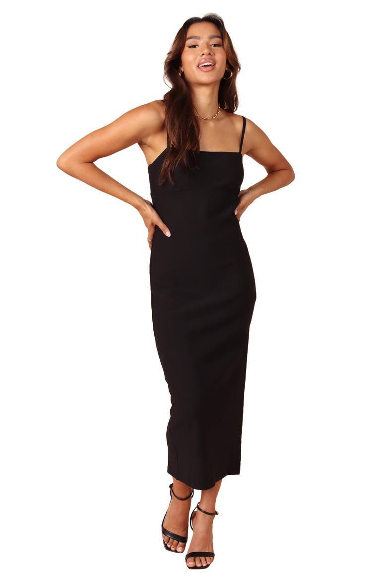 Freyja Sleeveless Midi Dress, Alternate, color, BLACK