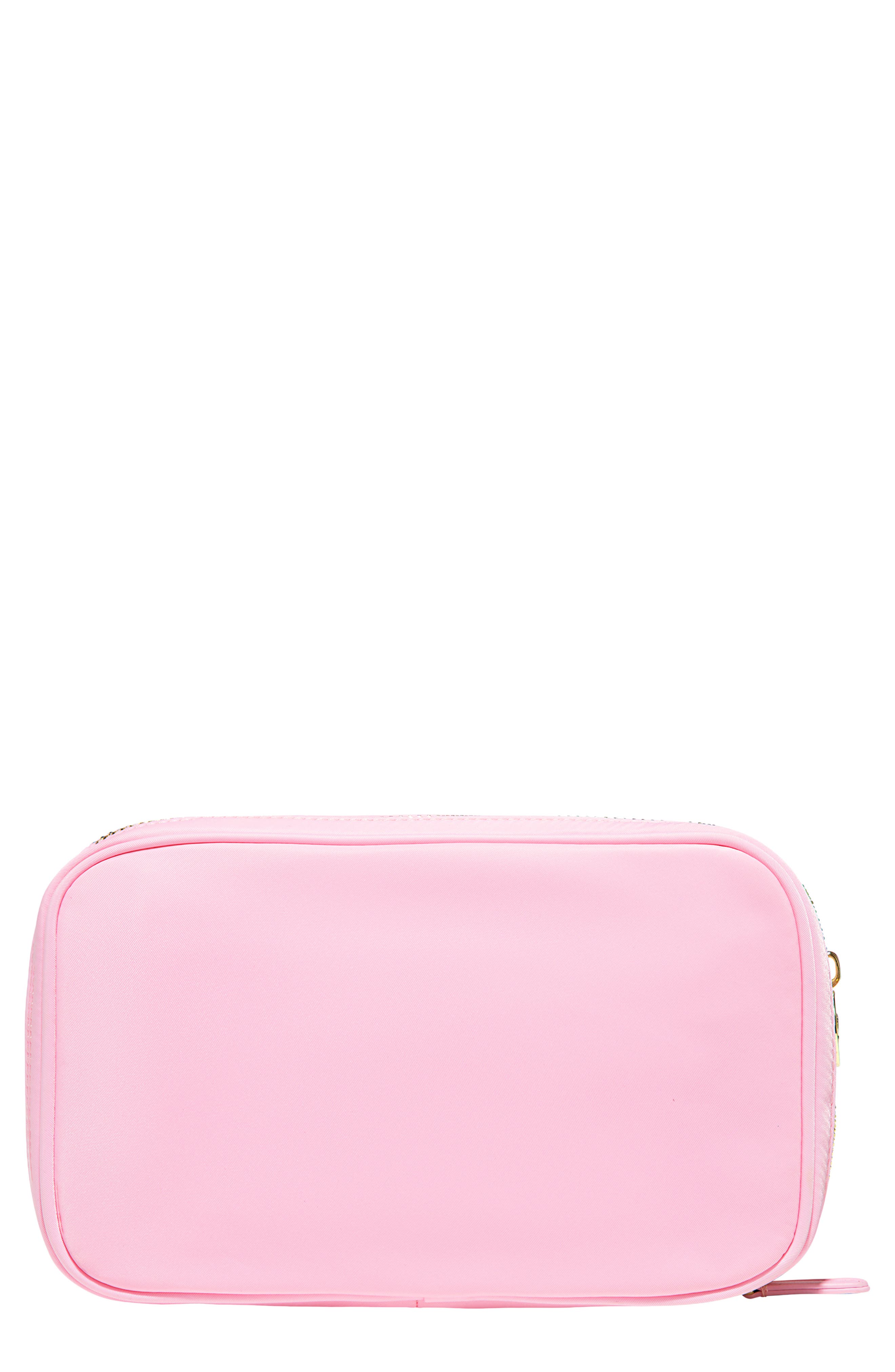 Double Zip Nylon Pouch, Main, color, FLAMINGO