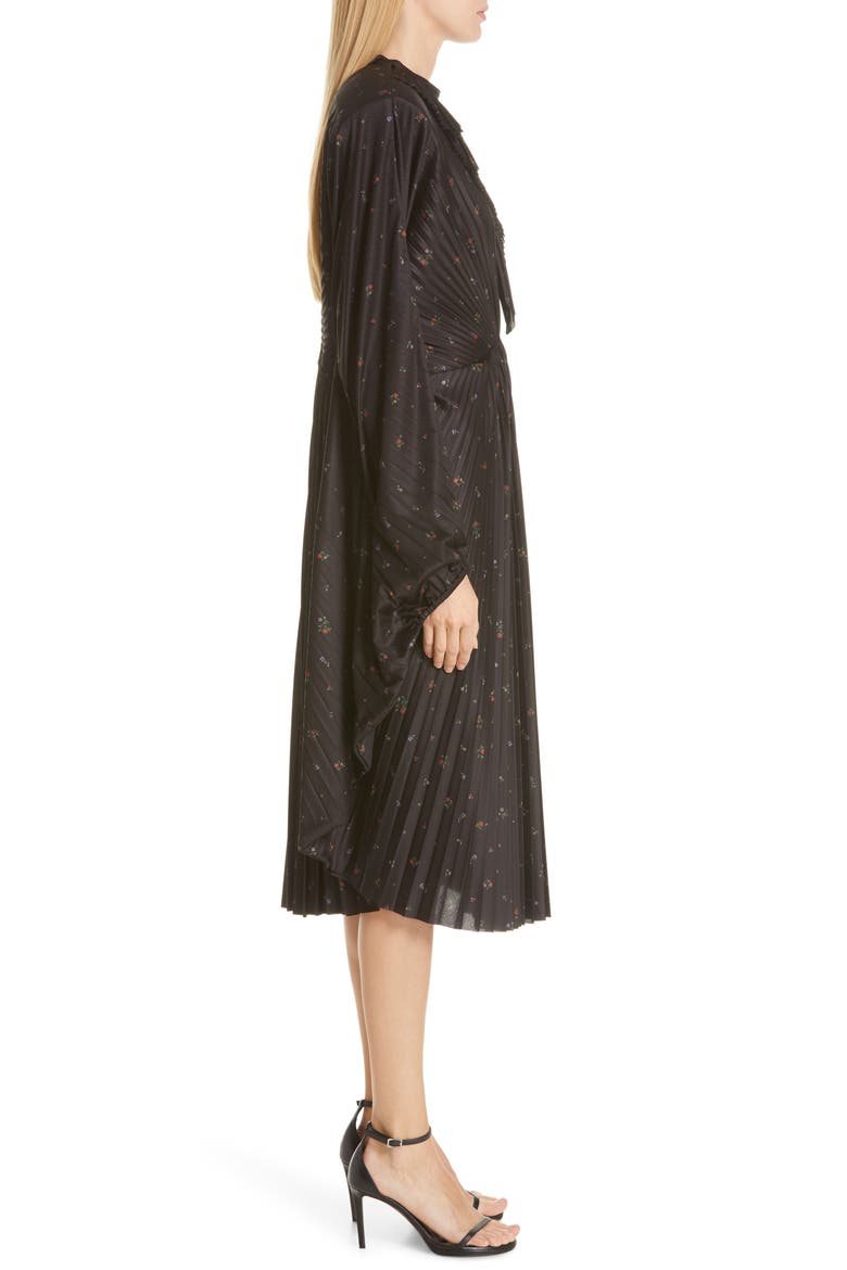 Plissé Wing Dress, Alternate, color, BLACK FLOWERS