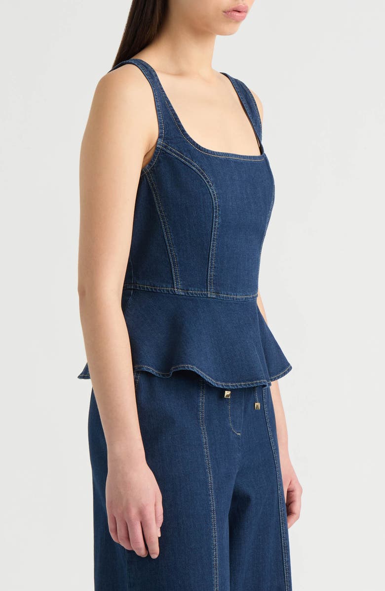 NVLT Peplum Stretch Cotton Denim Top, Alternate, color, Dark Denim