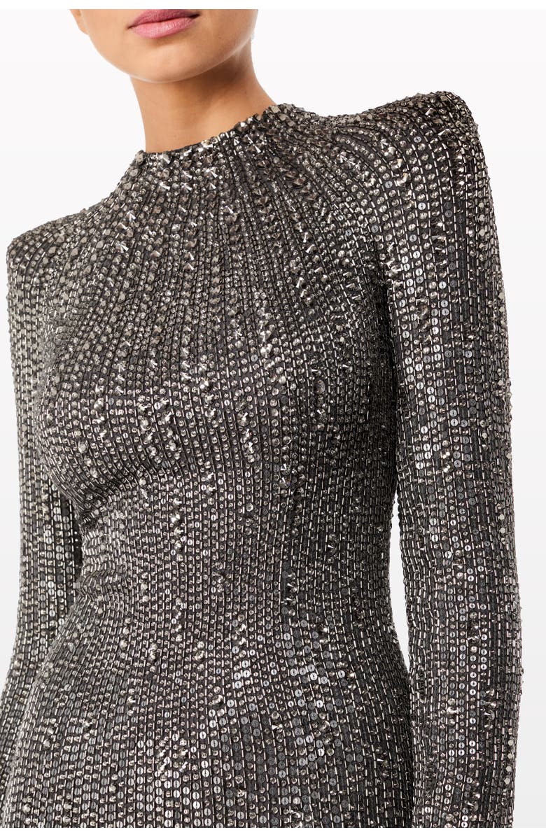 Jenny Packham Rory Embellished Mock-neck Maxi Dress, Alternate, color, Shadow Grey