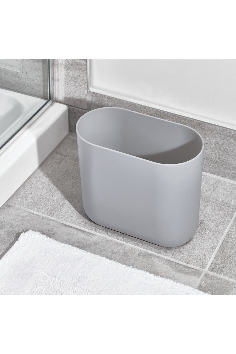 Small Plastic 1.9 Gallon / 7 L Oval Bathroom Trash Can, 2-Pack, Gray, Alternate, color, Gray