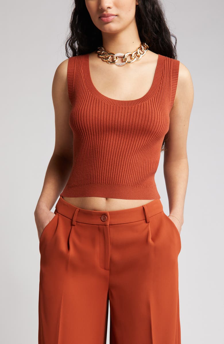 Open Edit Ribbed Sweater Tank Top, Alternate, color, 