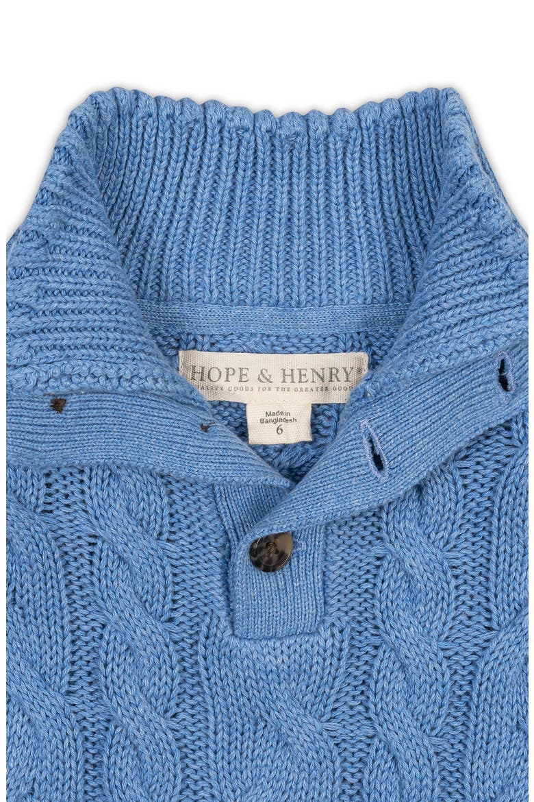 Kids' Organic Mock Neck Cable Sweater, Alternate, color, Medium Blue Heather Cable
