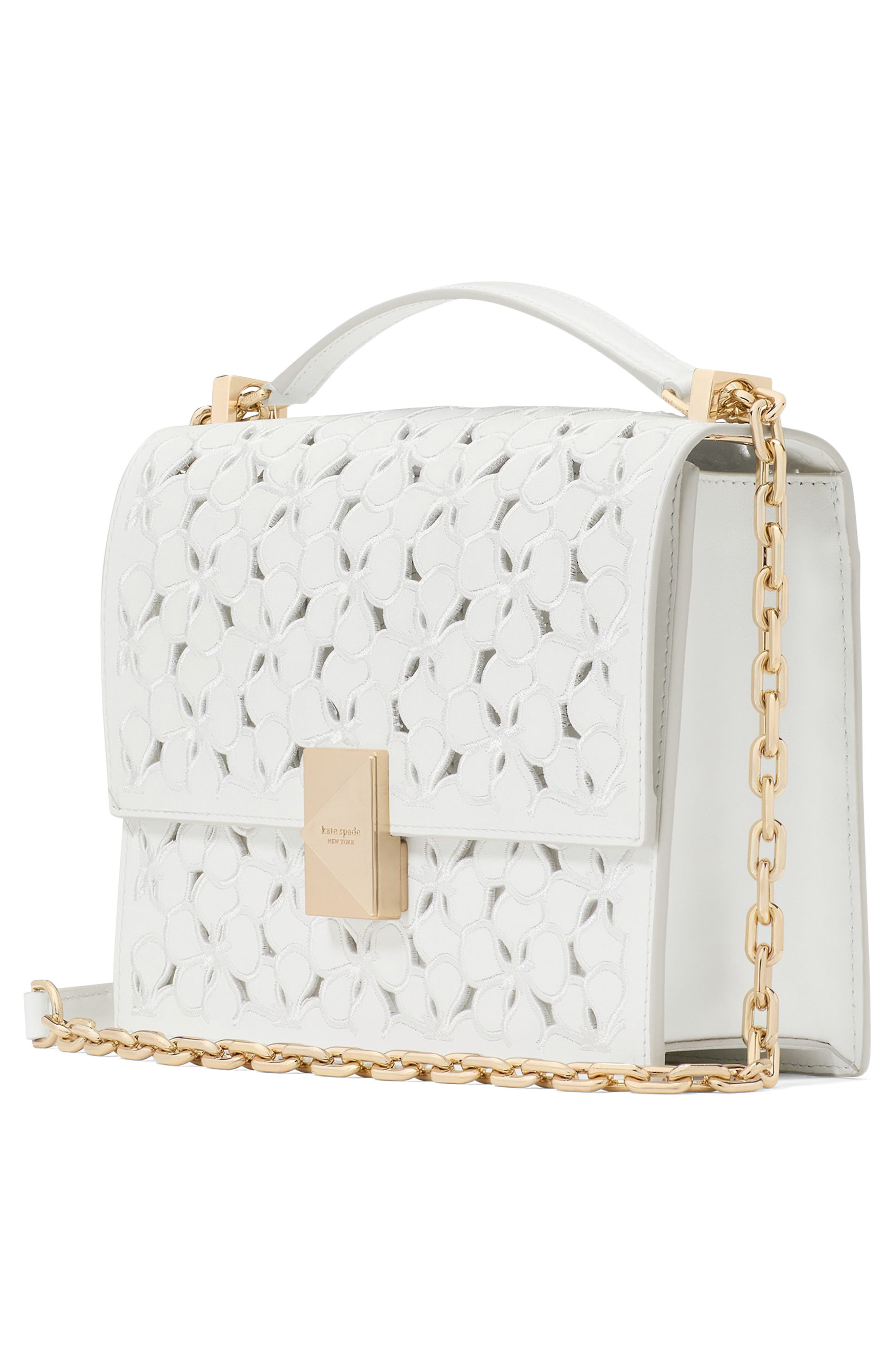 Kate Spade New York deco eyelet leather convertible crossbody bag, Alternate, color, 