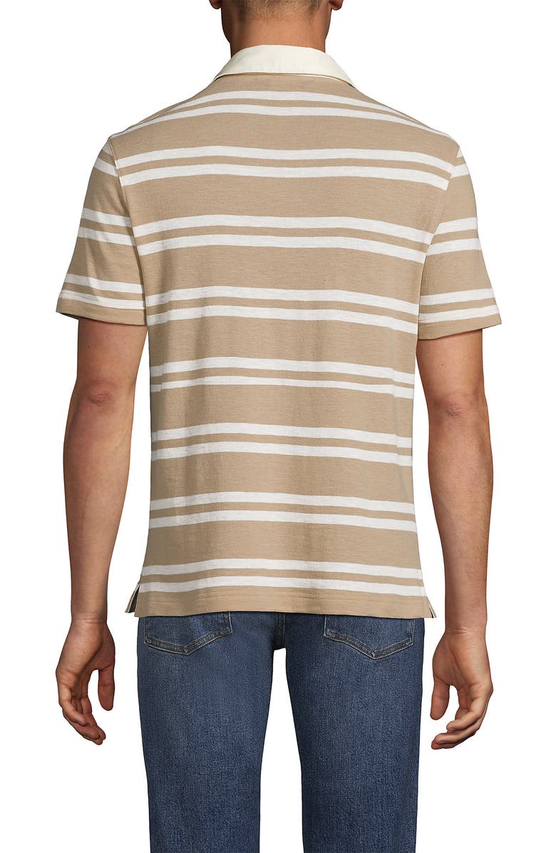 Lands' End Short Sleeve Cotton Linen Rugby Polo, Alternate, color, 