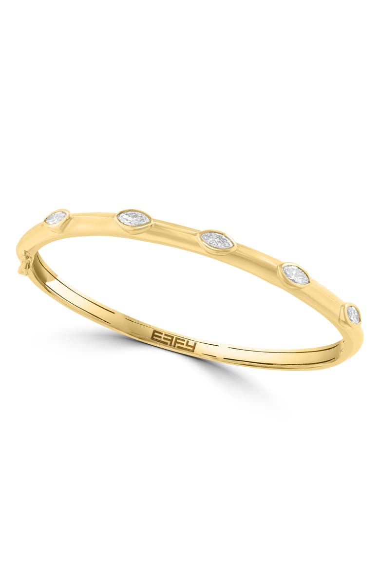 EFFY 14K Gold Plated Sterling Silver Lab Grown Diamond Bangle Bracelet, Main, color, Gold