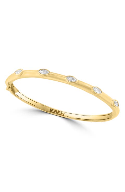 14K Gold Plated Sterling Silver Lab Grown Diamond Bangle Bracelet