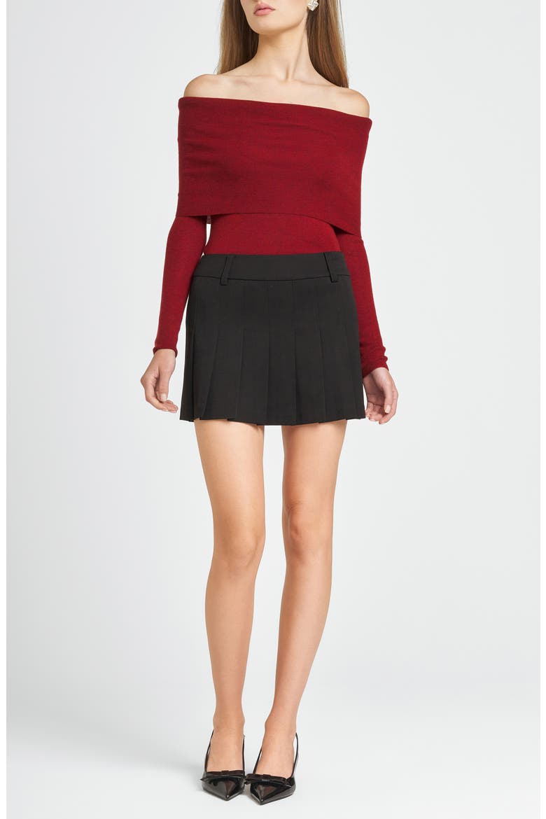 Sonia Off the Shoulder Rib Sweater, Alternate, color, BORDEAUX
