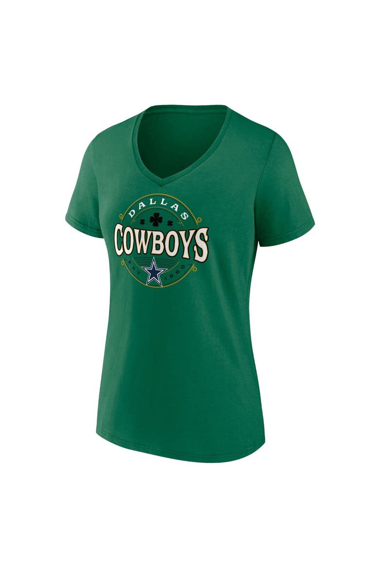 Women's Fanatics Branded Green Dallas Cowboys Lucky Celtic V-Neck T-Shirt, Alternate, color, Green