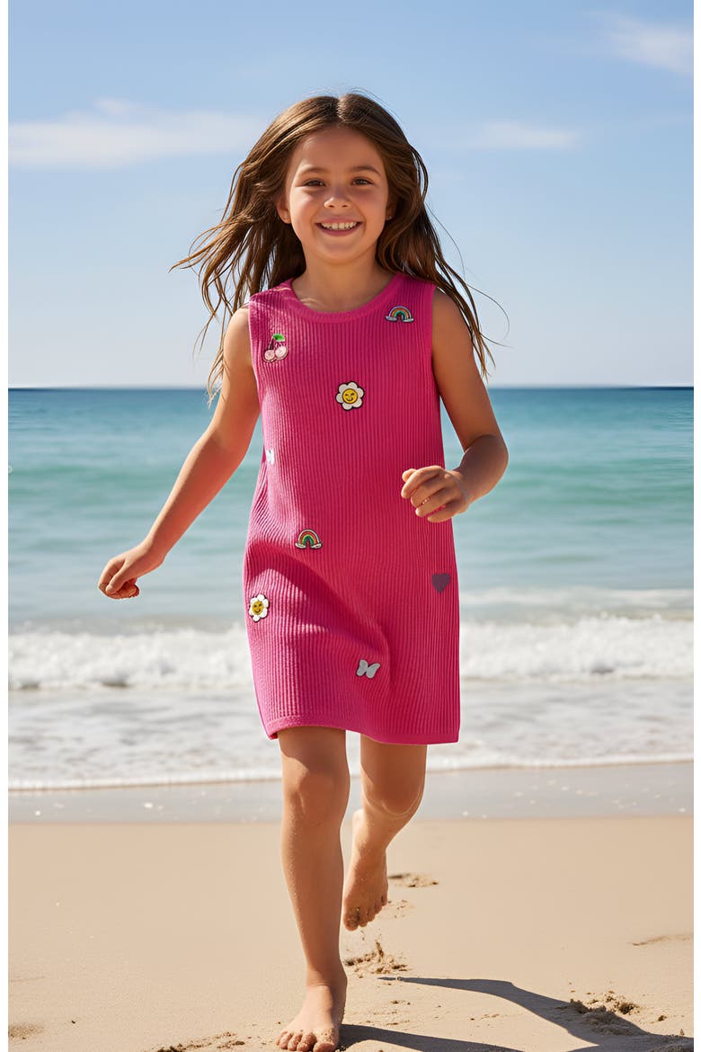 Crochet Knit Summer Shift Dress, Alternate, color, Fuschia